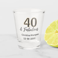 40 & fabulous gray yellow birthday calligraphy