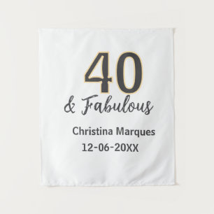 40 & fabulous gray yellow birthday calligraphy  tapestry