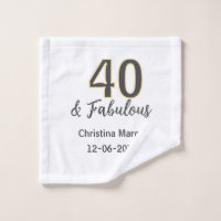 40 & fabulous gray yellow birthday calligraphy