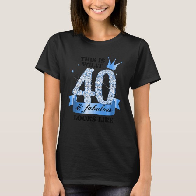 40 & Fabulous I Blue White Party Group Candid Phot T-Shirt (Front)