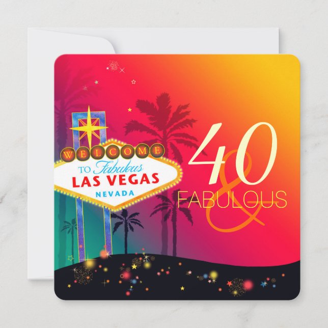 40 & Fabulous Las Vegas Birthday Party Invitation (Front)