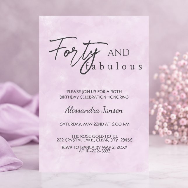 40 & Fabulous Lavender 40th Birthday Invitation (Creator Uploaded)