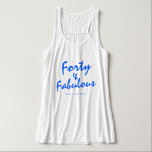 40 Fabulous Neon Blue Name 40th Birthday Gift Singlet<br><div class="desc">Celebrate turning 40 in style with this modern black and blue custom name 40th birthday tank top with the text forty and fabulous in neon blue elegant script. Simply add your name to this 40th birthday celebration t-shirt. Perfect birthday gift for a modern, stylish and elegant 40 year old. Exclusively...</div>