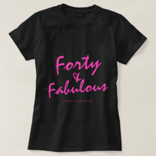 40 Fabulous Neon Pink Name 40th Birthday Gift T-Shirt