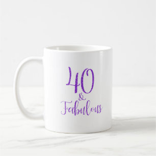 40 & Fabulous Purple Glitter Typography Coffee Mug
