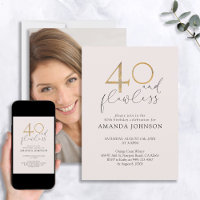 40 & Flawless Blush Pink & Gold Photo Birthday