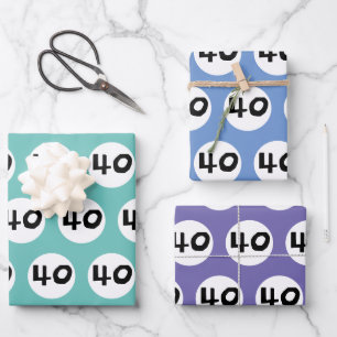 40 for Colourful 40th Birthday Wrapping Paper