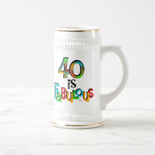 40 is Fabulous Birthday T-shirts and Gifts Beer Stein