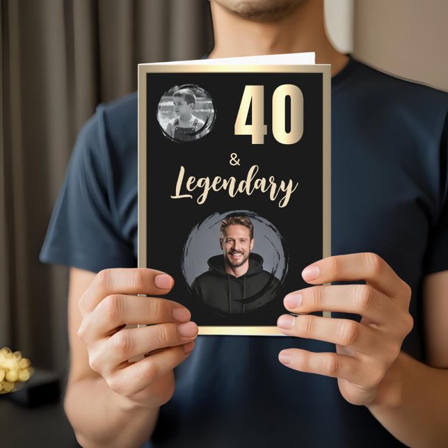 40 & Legendary 2 Photos 40th Birthday Gold Card (Creator Uploaded)