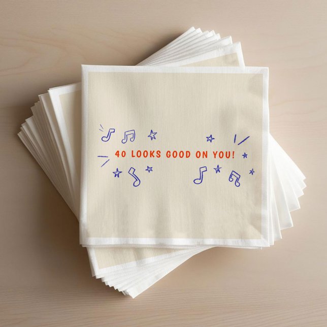 40 Looks Good on You Hand-Drawn Birthday Party Napkin (40 Looks Good on You Hand-Drawn Birthday Party Napkins)