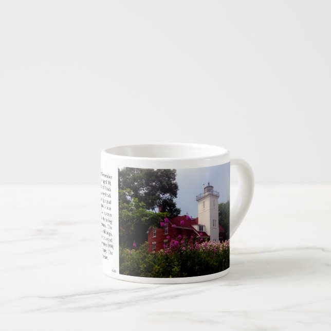 40 Mile Point Lighthouse history espresso mug (Front Right)