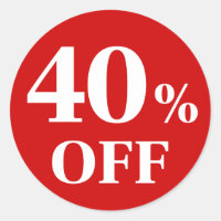 40% OFF Red Background Classic Round Sticker