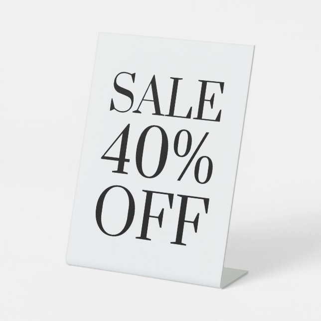 40% Off Sale Sign, Tabletop Counter Signage, Store Pedestal Sign (Front)