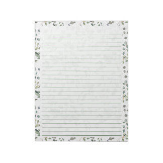 40 Page Notepad With Eucalyptus Watercolor Design