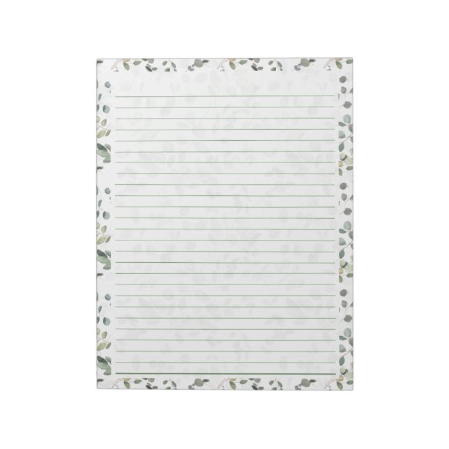 40 Page Notepad With Eucalyptus Watercolor Design (Rotated)