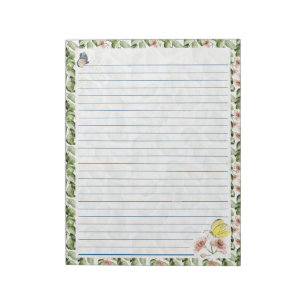 40 Page Watercolor Eucalyptus Butterfly Notepad