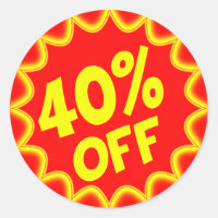 40 PERCENT OFF RETAIL LABEL