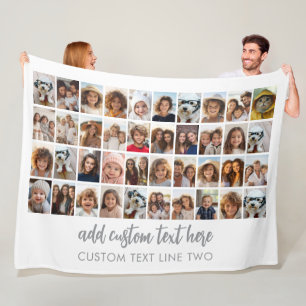40 Photo Collage - 4 Rows 10 Columns - Script Name Fleece Blanket