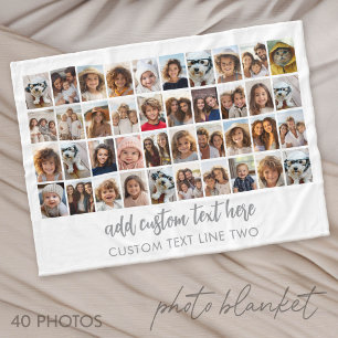 40 Photo Collage - 4 Rows 10 Columns - Script Name Fleece Blanket