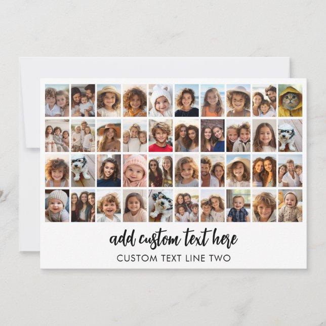 40 Photo Collage - 4 Rows 10 Columns - Script Name Holiday Card (Front)