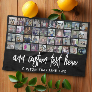 40 Photo Collage - 4 Rows 10 Columns - Script Name Tea Towel