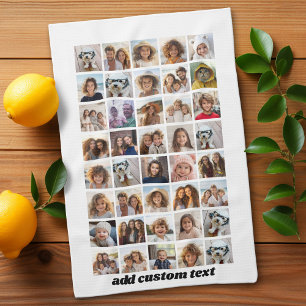 40 Photo Collage - 4 Rows 10 Columns - Script Name Tea Towel