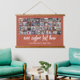 40 Photo Collage - 4 Rows 10 Columns - Script text Hanging Tapestry
