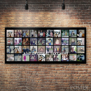 40 Photo Collage - 4 Rows 10 Columns - White Text Poster