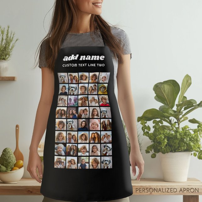 40 Photo Collage - 5 Rows 8 Columns - Script Name Apron (Personalized Apron)