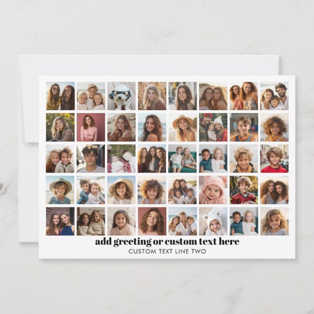40 Photo Collage - 5 Rows 8 Columns - Script Name Holiday Card (Front)