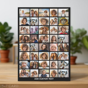 40 Photo Collage - 5 Rows 8 Columns - White Text Holiday Card