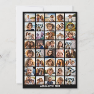 40 Photo Collage - 5 Rows 8 Columns - White Text Holiday Card