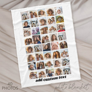 40 Photo Collage - 8 Rows 5 Columns - Script Name Fleece Blanket