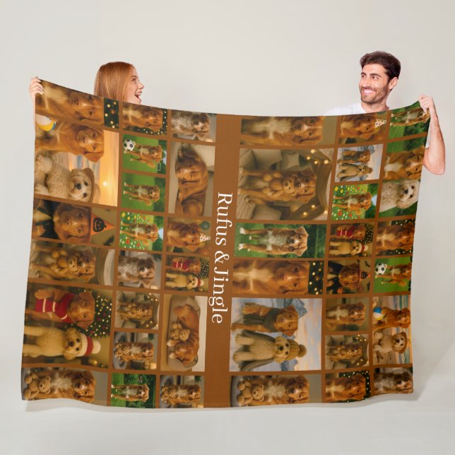 40 Photo Collage Template And Text Personalized Fleece Blanket (In Situ)