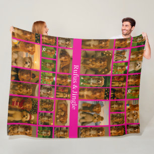 40 Photo Collage Template And Text Personalized Fleece Blanket