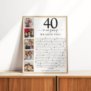 40 Reasons We Love You Birthday or Anniversary Poster