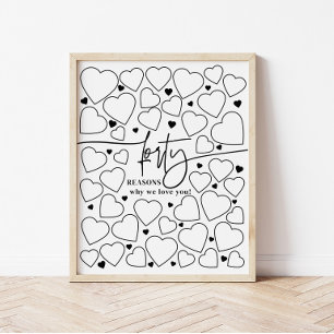 40 Reasons We Love You Hearts Birthday Keepsake Poster