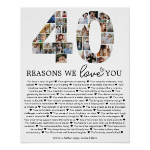 40 Reasons We Love You Photo Collage Keepsake Gift Poster