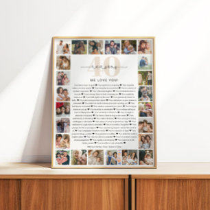 40 Reasons We Love You Photo Collage Keepsake Gift Poster