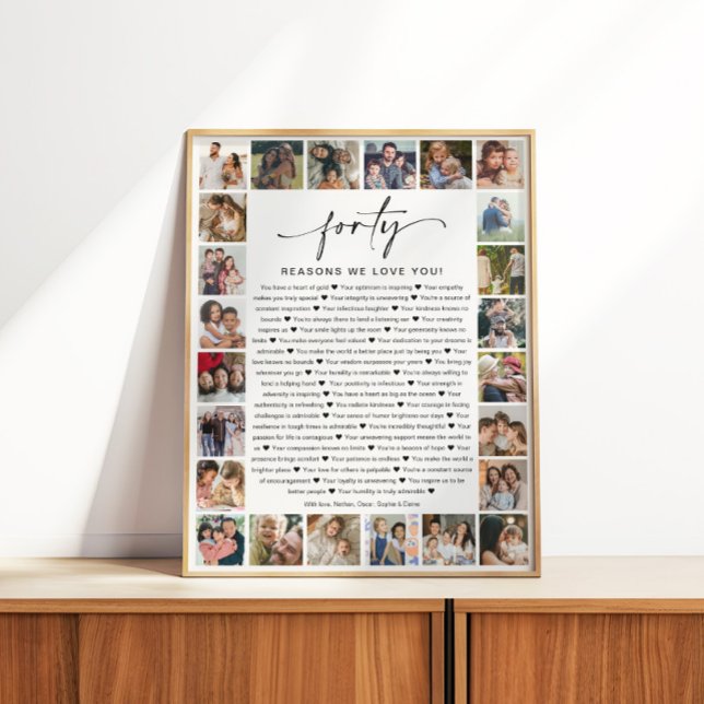 40 Reasons We Love You Photo Collage Keepsake Gift Poster (Creator Uploaded)