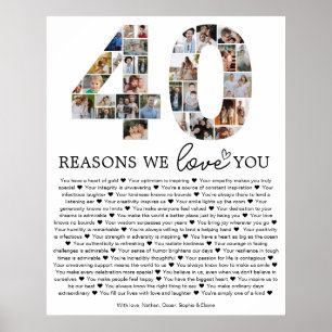 40 Reasons We Love You Photo Collage Keepsake Gift Poster
