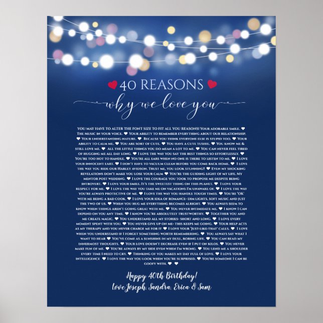 40 reasons why I love you blue lights Poster (Front)