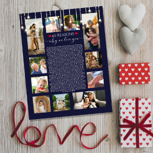 40 reasons why I love you chalkboard lights Poster