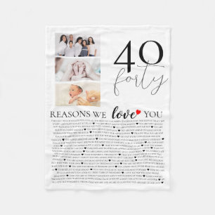 40 reasons why we love you 80th 60th birthday 40th fleece blanket