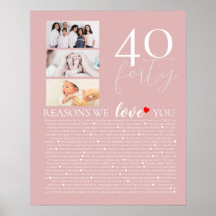 40 reasons why we love you 80th 60th birthday 40th poster