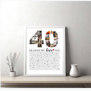 40 reasons why we love you 80th 60th birthday 40th poster