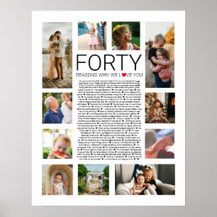 40 reasons why we love you photo collage poster