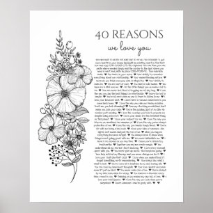 40 reasons why we love you tattoo style gift poster