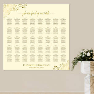 40 Table Frilly Gold & Cream Wedding Seating Chart