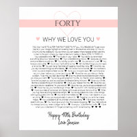 40 things I love about you anniversary birth Poste